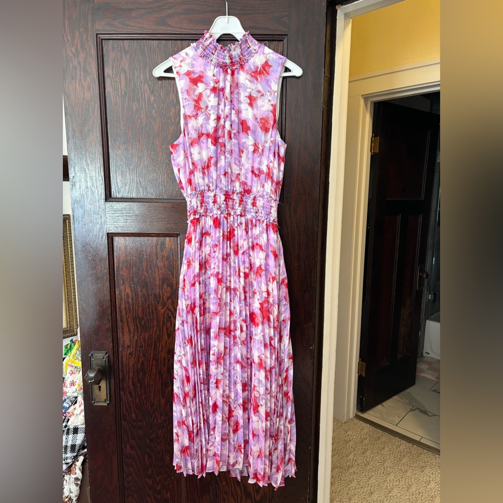 Calvin Klein Purple and Red Floral Maxi Dress